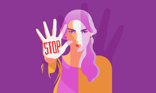 femme avec la main devant elle pour dire stop