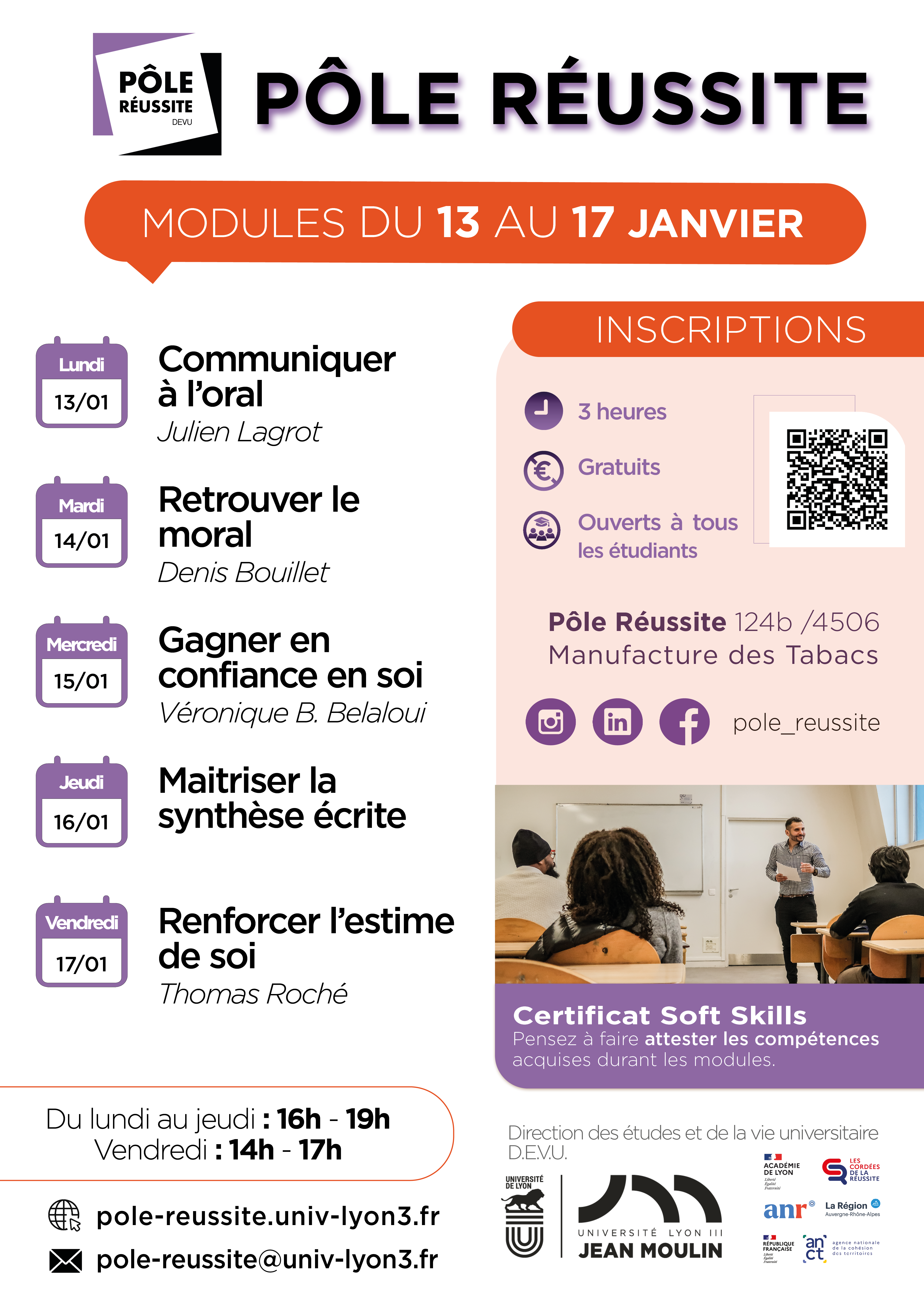 Programme janvier 2025 pole réussite