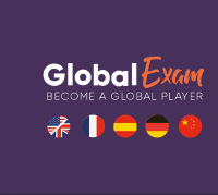 global Exam logo de la base avec des drapeaux