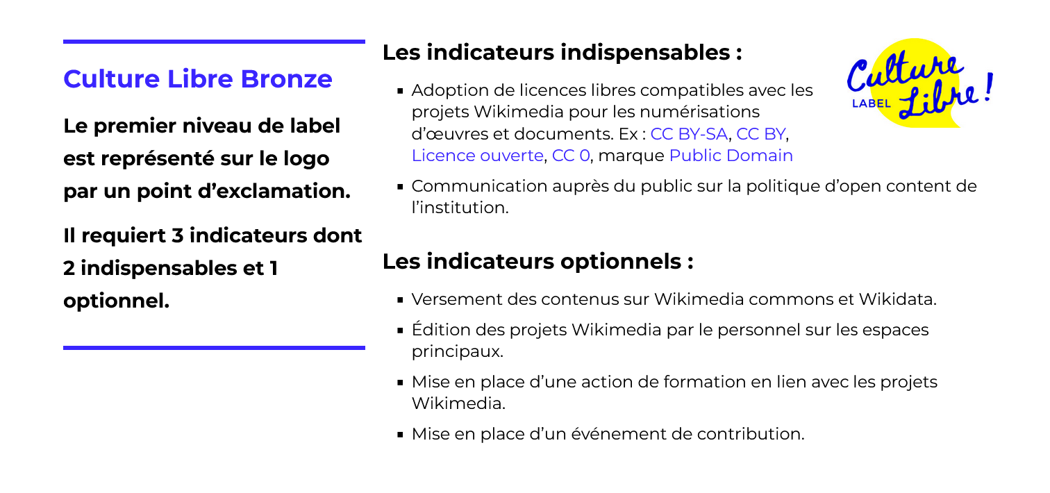 Présentation du Label Culture Libre niveau Bronze