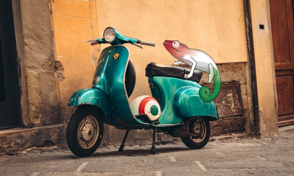 vespa vert et logo prix caméléon