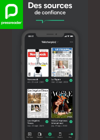 interface mobile de Presreader, slogan des sources de confiance